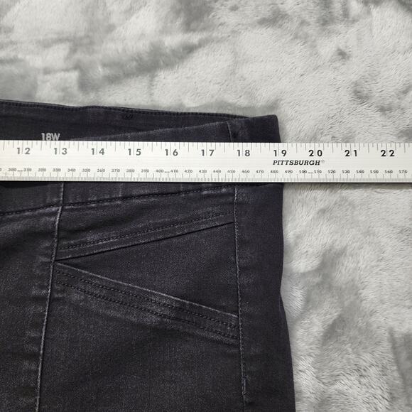 Liverpool Jeans Womens 18W Black Pull On Moto Front Back Seam Zip Hem Jegging - Picture 13 of 16